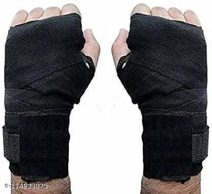 Boxing Hand Wrap Wrist Support Band - Pair - Black