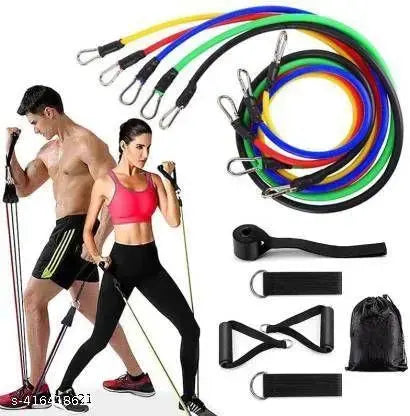 SUVIKSHA Resistance Bands Elastic Fitness Bands Tubes For Muscle Exercise for Home & Gym Resistance Band (Multicolor, Pack of 11)