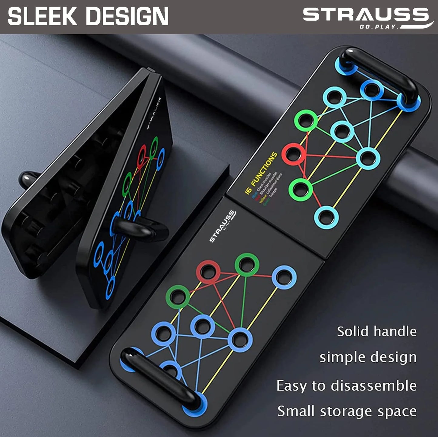Portable Board with Strong Grip Handle for Chest Press Home & Gym Exercise Push-up Bar