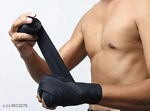 Boxing Hand Wrap Wrist Support Band - Pair - Black
