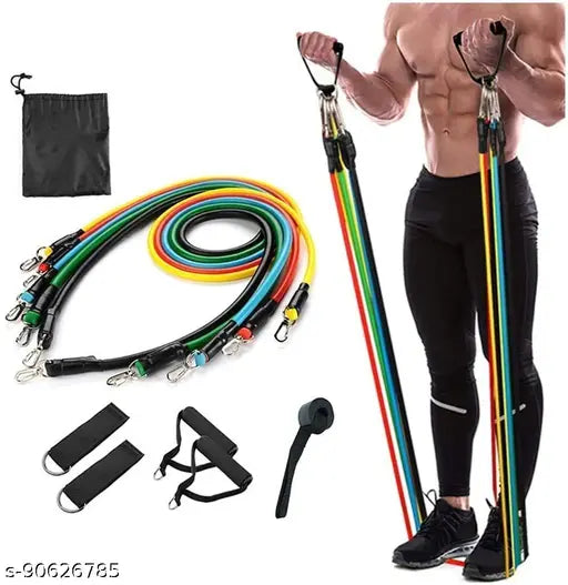 DEZNA Resistance Bands Set (11pcs) Exercise Bands with Door Anchor Handles Waterproof Carry Bag Legs Ankle Straps for Resistance Training Physical Therapy Home Workouts