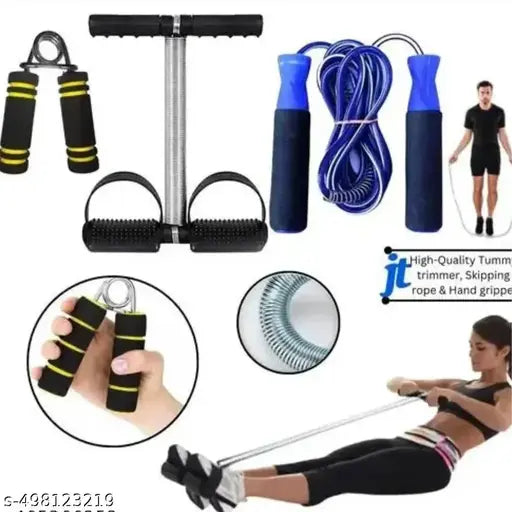 Single Spring Tummy Trimmer Combo with V Shape Hand Grip & Skipping Abdominal Gym Accessories Fat Buster Exerciser Abs Workout Equipment for Men & Women ₹241